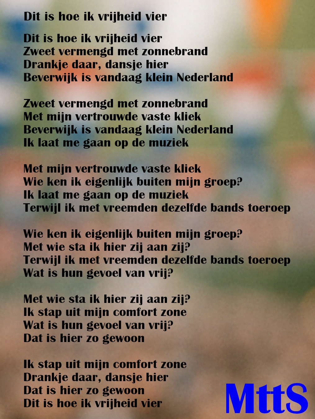 gedicht Dit is hoe ik vrijheid vier van Mattijs Reinen