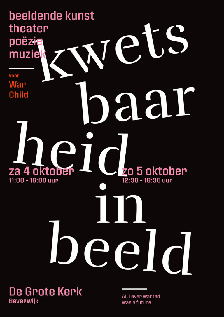 Poster Kwetsbaarheid in beeld – beeldende kunst, theater, poëzie, muziek – De Grote Kerk Beverwijk, 4 en 5 oktober